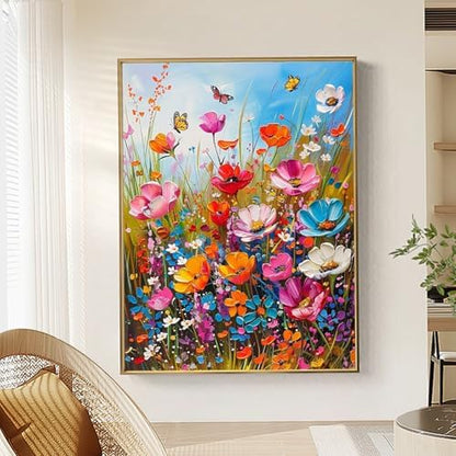 Qaisxoty Paint by Numbers Kit for Adults Beginner - Acrylic Flowers Rolled Canvas Adult Paint by Number with Canvas, Box, Brushes, Acrylic Paints - Floral Paint by Numbers Gift, Home Decor - 12”x16” - Image 2