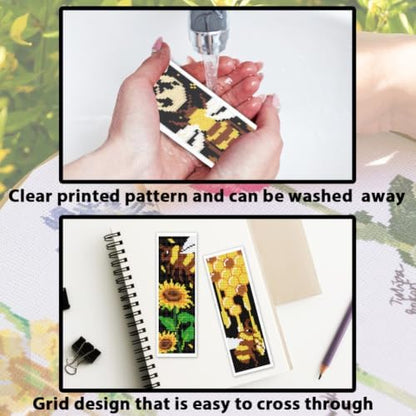 ACRNIGHEET 6PCS Cross Stitch Bookmark Kit for Beginner Stamped Cross Stitch Kits for Adults Retro Bee DIY Tassel Embroidery Bookmark Kits Needlepoint Kit with Instructions Craft Gift 8.5''x3'' 11CT - Image 3