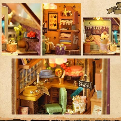 DIY Miniature Dollhouse Kit, Creative Wooden Doll House Craft Model with LED and Furniture for Christmas Birthday Gift (QH006) - Image 5