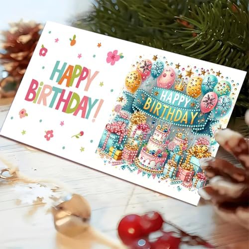 6PCS Diamond Art Painting Greeting Cards Kit, Birthday Themed DIY Card Making Set with Crystals and Envelopes, Creative Craft for Adults, Fun Party Activity and Personalized Gift - Image 7