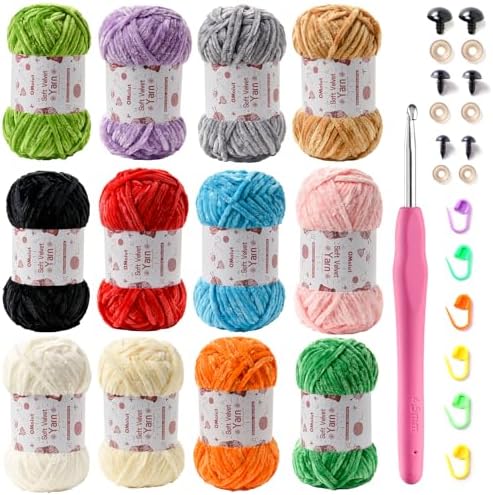 3x100g Fluffy Velvet Chenille Yarn for Crocheting and Knitting, 3x87.4yd Baby Yarn for Crocheting Soft, Crochet Chunky Yarn Amigurumi Yarns (Pinkish Purple) - Image 2