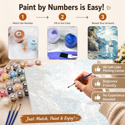 AUKELHJ Paint by Numbers Kit for Adults Beginner, Coastal, 16X20 Inch - Image 5