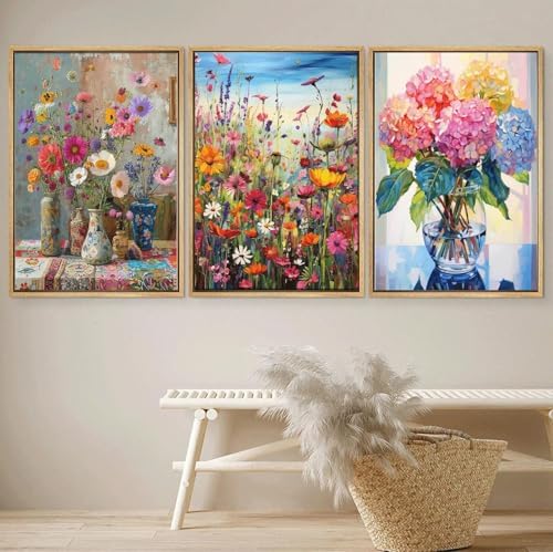 JATOK 3 Pack Paint by Numbers Kit for Adults, Blooming Flowers, 16 x 20 in - Image 4