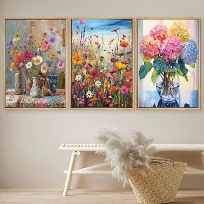 JATOK 3 Pack Paint by Numbers Kit for Adults, Blooming Flowers, 16 x 20 in - Image 4