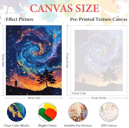 Paint by Numbers Kit for Adults Beginner, Fantasy Night Sky, 16x20 Inch - Image 3