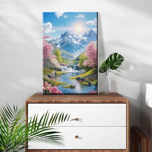ATDMS Mountain Paint by Numbers Kits for Adult with Frame, 7.87x11.81 Inch - Image 3