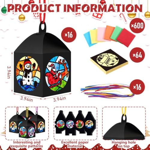 Maitys 16 Sets Christmas Snowman Paper Lantern Suncatcher Craft Kits - Image 3