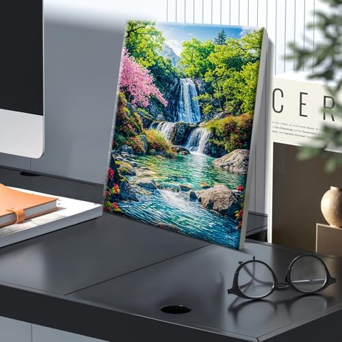 JOOZ Paint by Numbers Kit for Adults with Frame, Landscape Paint by Number with Easel, Mountain Waterfall Paint by Number Canvas, DIY Landscape Oil Painting Kit for Home Wall Decor 8x12 Inch - Image 3