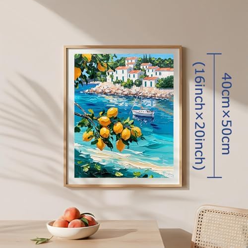 AuraDraw Lemon Paint by Number Kit for Adults, Lemon Tree Paint by Numbers for Adults, DIY Oil Painting Kits on Canvas for Home Decor (16x20inch) - Image 2