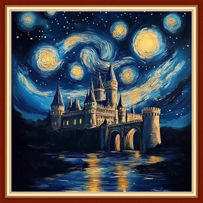 Joyhoor Cross Stitch Kits for Beginners Stamped Cross-Stitch Supplies Needlework preprint Embroidery Kits for Adults DIY Needlepoint Kits Embroidery Patterns 11CT-Van Gogh Starry Sky 18x18 inchs by JoyhoorCrossStitchKits