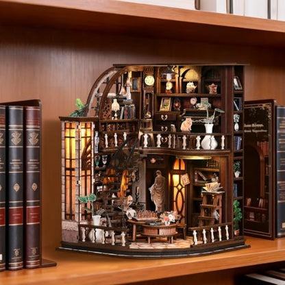 Bacchus Bookstore Book Nook Kit for Adults, 3D Wooden Puzzle DIY Miniature House with Touch LED Light, Bookshelf Decor Craft Gift for Book Lovers - Image 6