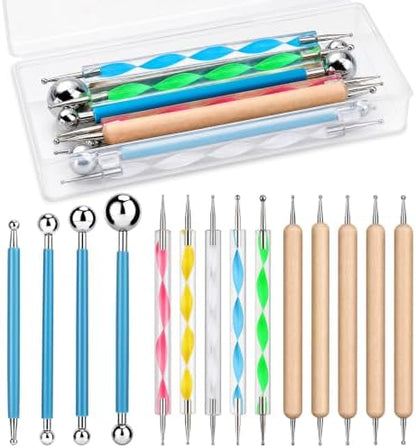 LOKUNN 14 Pcs Dotting Tools Embossing Tool Dotting Tools Set Rock Painting by lokunn