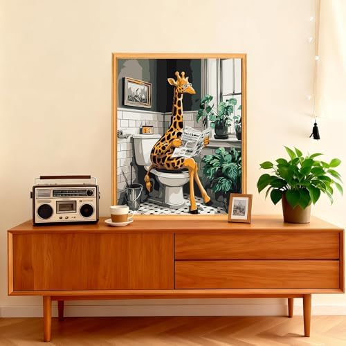 AIRDEA Giraffe Paint by Numbers for Adults 16x20in Painting by Number Kits for Beginner Frameless Easy Acrylic Oil Painting on Canvas with Paints and Brushes, Giraffe Reading a Newspaper - Image 2