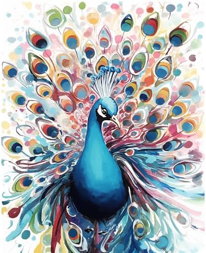 Natuyalo Paint by Numbers for Adults - DIY Adult Paint by Number Kits Painting on Canvas Colorful Peacock Painting by Numbers for Beginners, Animal Art Craft Kits for Adults (16x20 Inch) by Natuyalo
