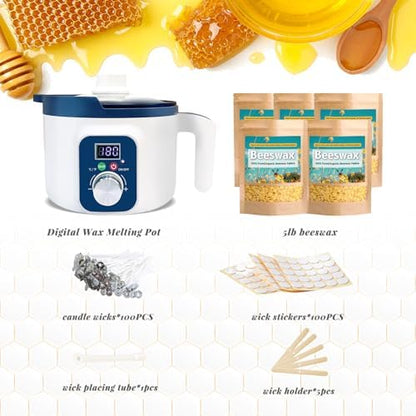 Beeswax Candle Making Kit for Adult with Digital Wax Melting Pot - Image 2