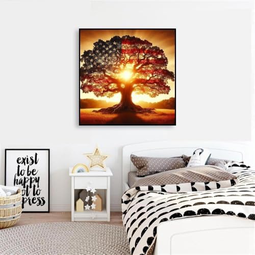American flag Paint by Numbers Kit for Adults Beginner with Framed,Tree of Life Easy Adult Paint by Number Kits on Canvas DIY Painting for Beginners Art by Numbers for Home Wall Decor 10x10 Inch - Image 3
