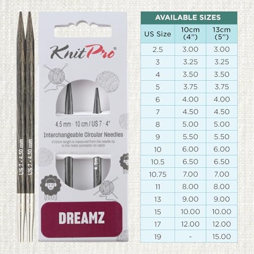 KnitPro Dreamz Interchangeable Circular Needles 4" (10cm) | US Size 7 (4.5mm) - Image 4