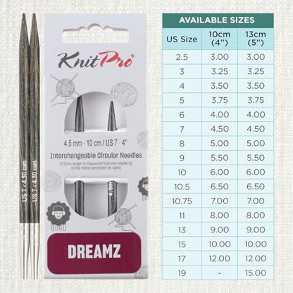 KnitPro Dreamz Interchangeable Circular Needles 4" (10cm) | US Size 7 (4.5mm) - Image 4