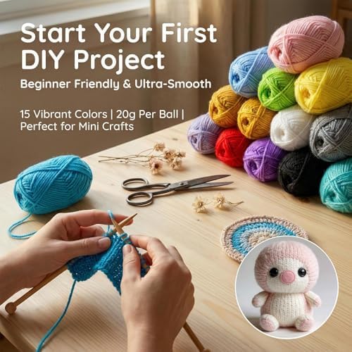 MAQIHAN 15x20g Acrylic Yarn for Crocheting - Soft Knitting Yarn for Crafts - Image 6