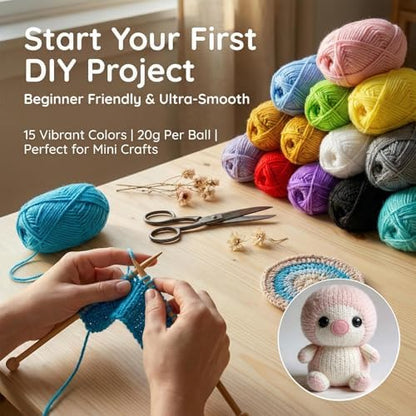 MAQIHAN 15x20g Acrylic Yarn for Crocheting - Soft Knitting Yarn for Crafts - Image 6