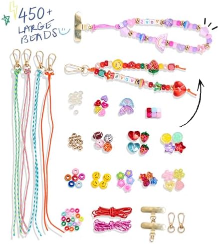 MINIMISSMIANYC DIY Keychain Making Kit for Women，Acrylic Heart Star Flower Letter Alphabet Baseball Pony Beads Phone Bag Charm Bead Kit Art Carft Jewelry Making Kit - Image 2