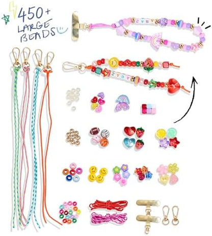 MINIMISSMIANYC DIY Keychain Making Kit for Women，Acrylic Heart Star Flower Letter Alphabet Baseball Pony Beads Phone Bag Charm Bead Kit Art Carft Jewelry Making Kit - Image 2