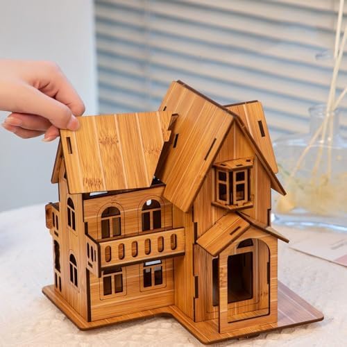 Log Cabin 3D Wooden House Puzzle,DIY Mini Building Model Kit，009 - Image 5