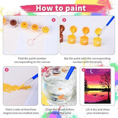 TINY FUN 6PC Paint by Number Kit for Adults DIY Oil Painting Kit 12x16 Inch Unframed Canvas, Nature Landscape Art Beginner Friendly Craft Kits for Home Decor Gift - Image 4