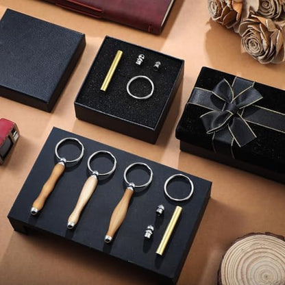 XunYee 12 Pcs WoodTurning Keychain Kit Woodturning Project Kit Wood Turning accessories Mandrel Woodturning keychain for Carpentry woodworker gift (Sliver) - Image 4