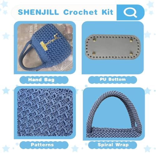 SHENJILL Phoenix Tail Bag Crochet Kit for Beginners Hand Bag Crochet Kit with Step-by-Step Videos and Written Instruction Crocheting Kits for Adults Easy Starter Yarn for Crocheting (Jeans Blue) - Image 4