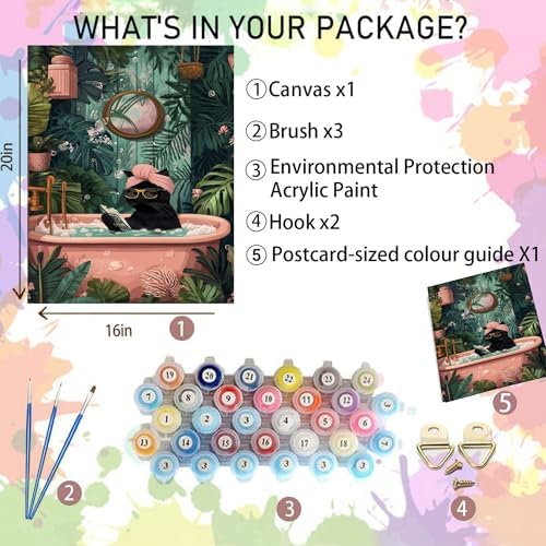 Arttoplus Black Cat Paint by Numbers Kit for Adults Beginner 16x20 inch - Image 2