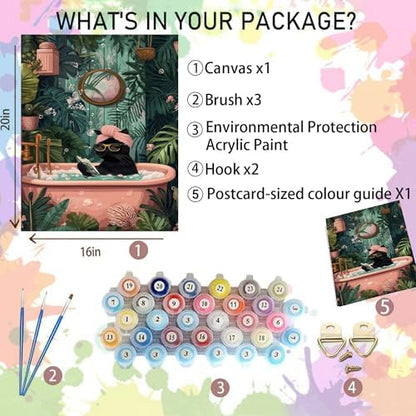 Arttoplus Black Cat Paint by Numbers Kit for Adults Beginner 16x20 inch - Image 2