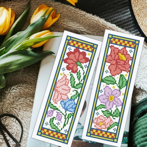 ORIGACH 6 Set Medieval Garden Flower Cross Stitch Bookmark Kit for Beginner - Image 5