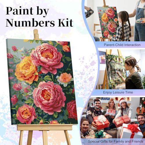 Paint by Numbers Kit for Adults, Peony Flowers Number Painting Canvas Kit - Image 7