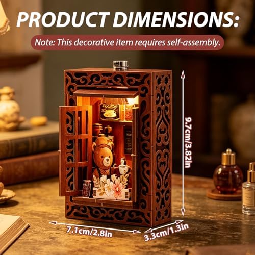 Book Nook Kit - DIY Miniature House Kit for Adults, Teens and Beginners, Dollhouse Booknook Library Tiny House Bookshelf Decor 3D Wooden Puzzle, Gifts for Family, Friends - Image 3