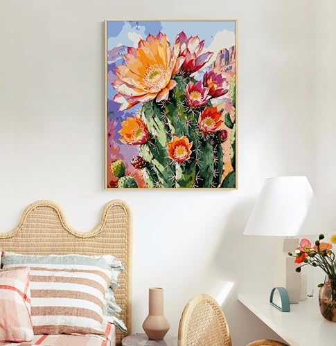 Paint by Numbers Kit for Adults, Cactus DIY Acrylic Canvas Painting Set - Image 2