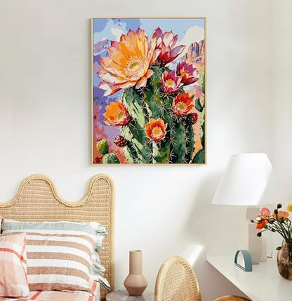 Paint by Numbers Kit for Adults, Cactus DIY Acrylic Canvas Painting Set - Image 2