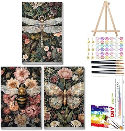 Mandun Insect Paint by Numbers Kit for Adults, 3 Pack, 7.8x11.8 inch by MANDUN