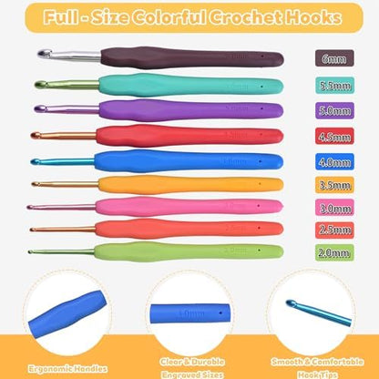 EDCUEBE7 74Pcs Adult Beginner Ergonomic Crochet Hook Kit - Image 3