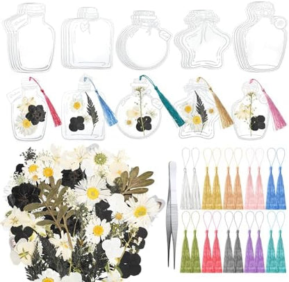 Taobary 91 Pcs DIY Dried Flowers Bookmarks Transparent, Cool Color by TaoBary