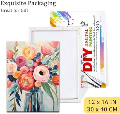 Natuyalo Framed Paint by Numbers for Adults Beginner, Colorful Flowers Acrylic Easy Paint by Numbers Kits with Frame Vase Art Craft Kits for Adults Suitable for Wall Decoration 12x16 Inch - Image 6