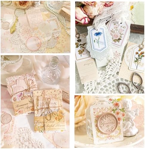 Doraking 100pcs Vintage Floral Scrapbook Paper Journaling Stickers Assorted Set, Material Paper Memo Junk Journal Supplies for Bullet Journaling Retro Crafts Planner Collage Card Album - Image 7