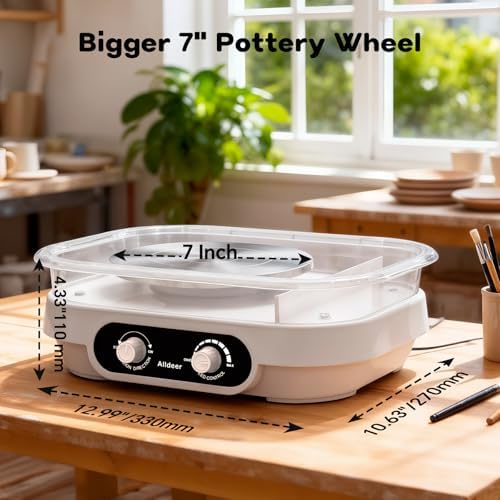 Pottery Wheel for Adults, Kids, Teens, Beginner, Professional - 7" Turnable Eletric Clay Spinner with Adjustable Speed & Removable Tray, Ceramic Home Kit, DIY Set Gift for Artists & Hobbyists - Image 4