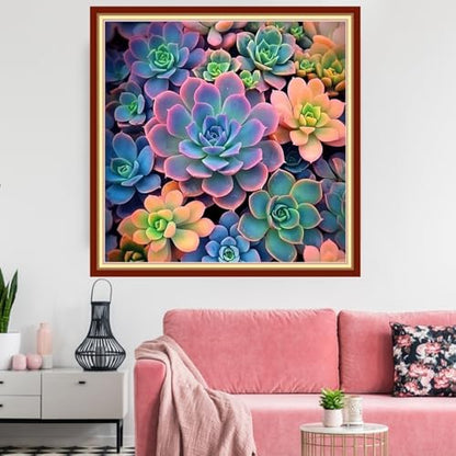 Redxing Stamped Cross Stitch Kits Embroidery kit for Beginners Adults Full Range of Embroidery Patterns Starter Kits DIY Printed Cross Stitch Kits Needlepoint Kits 11CT-Succulent Plants 18x18 inch - Image 2
