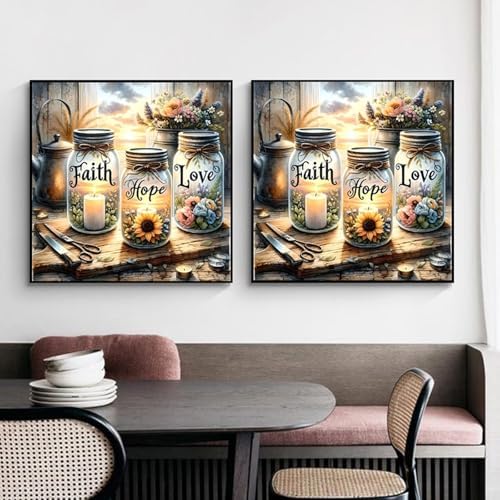 Faith Hope Love Wishing Bottle Paint by Number Canvas Kit for Adults - Image 3