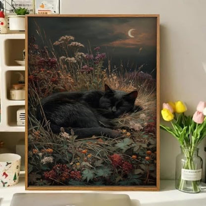 Gothic Cat Paint by Numbers Kit for Adults Framed Canvas, Frameworkless - Image 2