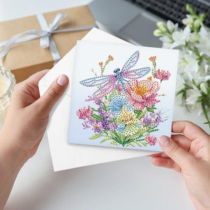 LazyFold 6 Pcs Diamond Painting Greeting Cards Kits for Adults,DIY Animals and Flowers Handmade Festival Greeting Cards withEnvelopes DIY Diamond Art Crafts Birthday Cards Creative Gift - Image 5