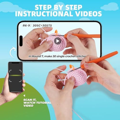 MOREJMTT Crochet Kit for Beginners, Crochet Animal Kits,Crocheting Kit for Starters, Learn to Crochet with Step-by-Step Video Tutorials, Beginner Crochet Kit for Adults(2 Pack Koala) - Image 3