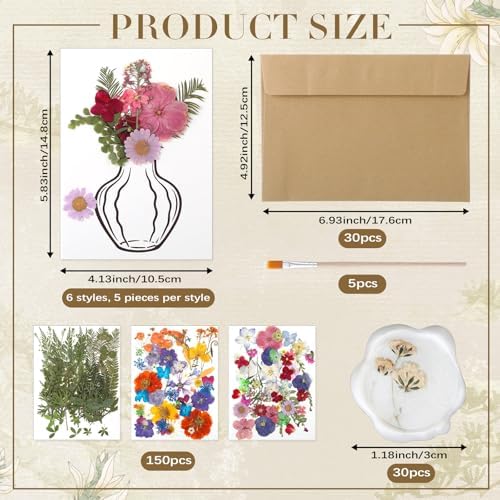 Dunzoom 30 Set DIY Cards Envelopes Dried Flowers Wax Seal Wedding Birthday - Image 2
