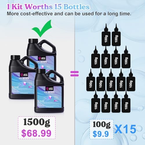LET'S RESIN UV Resin, 1500g Hard Resin with Silicone Measuring Cups - Image 2